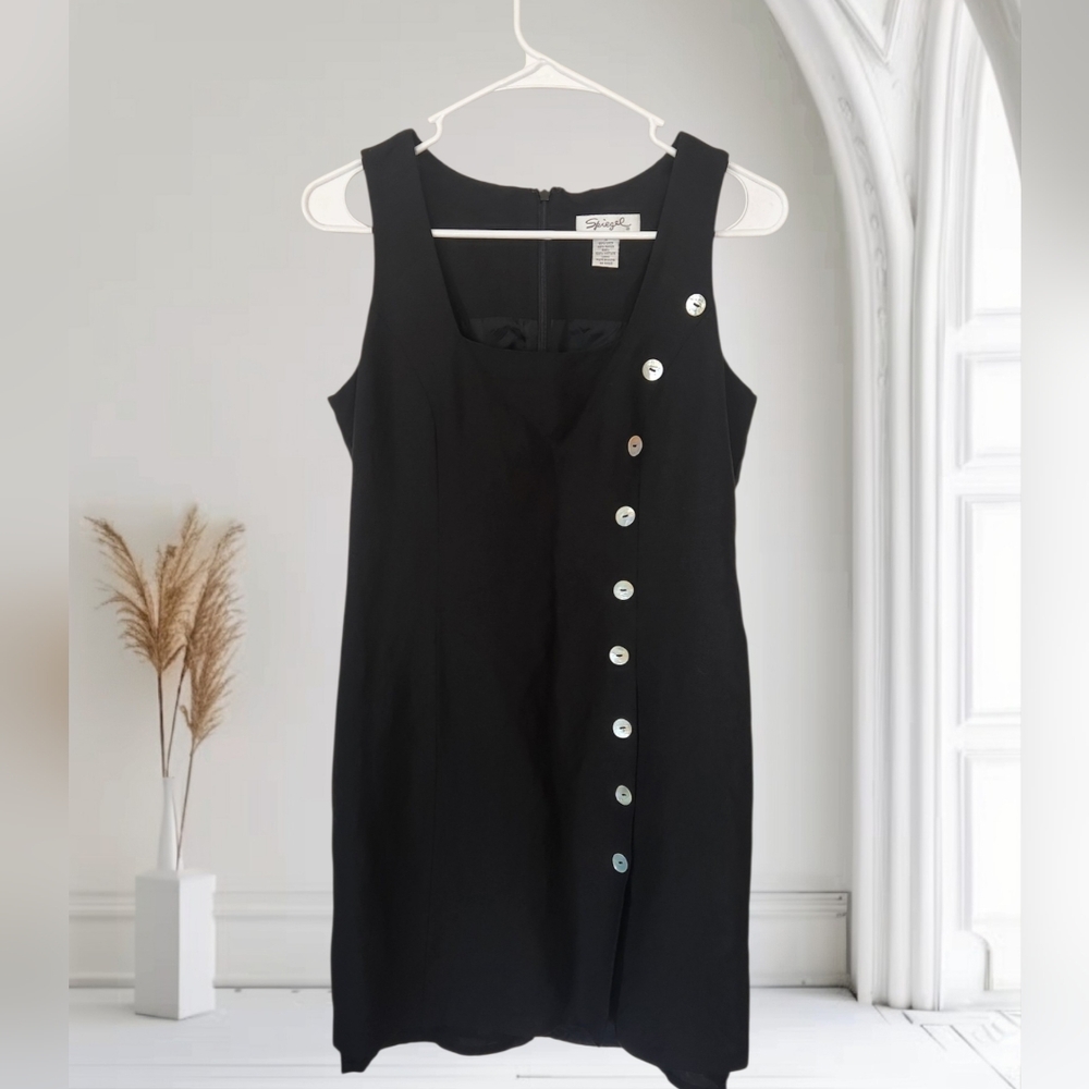 Spiegal Black Vintage Sleeveless Linen Blend Dress. Size 4